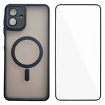 WANLONFENG Custodia per telefono ibrida in PC e TPU con magnete effetto pelle e protezione per lo schermo, For Galaxy A57 5G, For Galaxy A37 5G, For Galaxy A17 5G / 4G, For Galaxy A07 4G