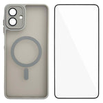 WANLONFENG Custodia per telefono ibrida in PC e TPU con magnete effetto pelle e protezione per lo schermo, For Galaxy A57 5G, For Galaxy A37 5G, For Galaxy A17 5G / 4G, For Galaxy A07 4G