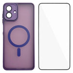 WANLONFENG Custodia per telefono ibrida in PC e TPU con magnete effetto pelle e protezione per lo schermo, For Galaxy A57 5G, For Galaxy A37 5G, For Galaxy A17 5G / 4G, For Galaxy A07 4G