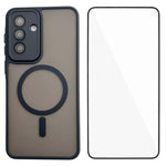 WANLONFENG Custodia per telefono ibrida in PC e TPU con magnete effetto pelle e protezione per lo schermo, For Galaxy A57 5G, For Galaxy A37 5G, For Galaxy A17 5G / 4G, For Galaxy A07 4G