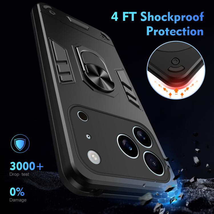 Custodia per telefono antiurto WANLONFENG con supporto integrato e 2 pellicole protettive per lo schermo., For iPhone 17 Pro Max, For iPhone 17 Pro, For iPhone 17, For iPhone Air, For iPhone 16 Pro Max, For iPhone 16 Pro, For iPhone 16                 ...