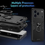 Custodia per telefono antiurto WANLONFENG con supporto integrato e 2 pellicole protettive per lo schermo., For iPhone 17 Pro Max, For iPhone 17 Pro, For iPhone 17, For iPhone Air, For iPhone 16 Pro Max, For iPhone 16 Pro, For iPhone 16                 ...