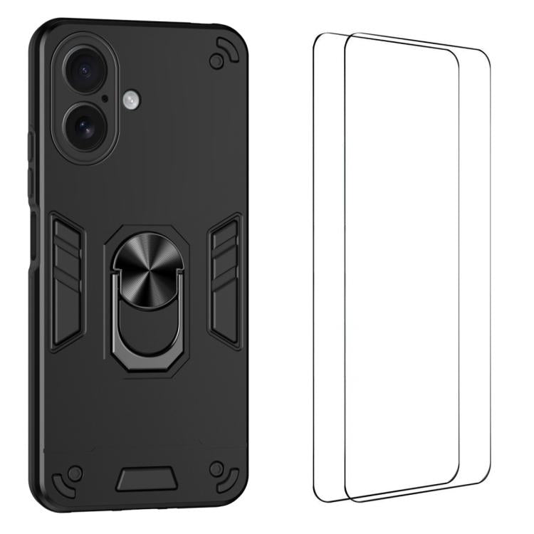 Custodia per telefono antiurto WANLONFENG con supporto integrato e 2 pellicole protettive per lo schermo., For iPhone 17 Pro Max, For iPhone 17 Pro, For iPhone 17, For iPhone Air, For iPhone 16 Pro Max, For iPhone 16 Pro, For iPhone 16                 ...