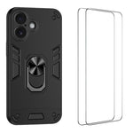Custodia per telefono antiurto WANLONFENG con supporto integrato e 2 pellicole protettive per lo schermo., For iPhone 17 Pro Max, For iPhone 17 Pro, For iPhone 17, For iPhone Air, For iPhone 16 Pro Max, For iPhone 16 Pro, For iPhone 16                 ...