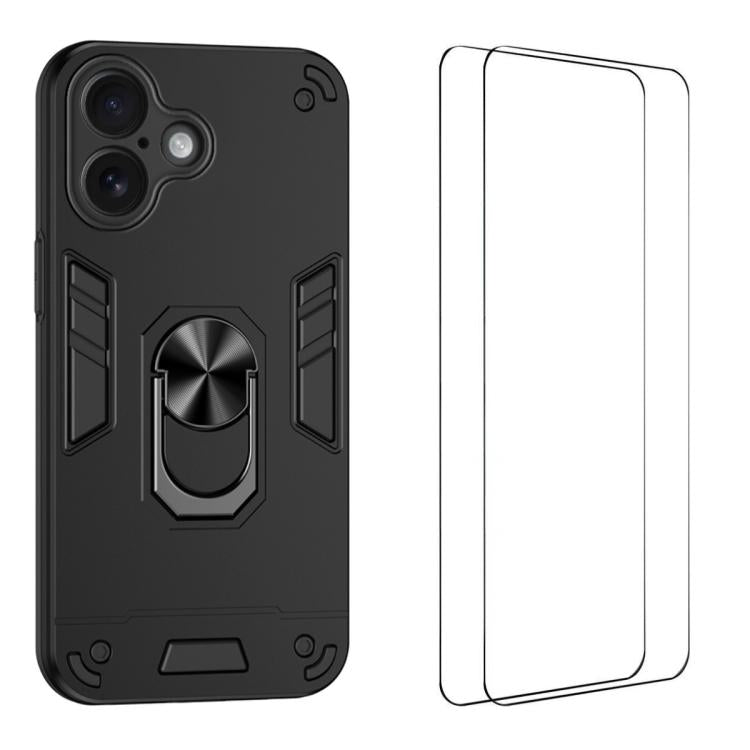 Custodia per telefono antiurto WANLONFENG con supporto integrato e 2 pellicole protettive per lo schermo., For iPhone 17 Pro Max, For iPhone 17 Pro, For iPhone 17, For iPhone Air, For iPhone 16 Pro Max, For iPhone 16 Pro, For iPhone 16                 ...