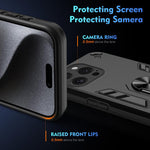 Custodia per telefono antiurto WANLONFENG con supporto integrato e 2 pellicole protettive per lo schermo., For iPhone 15 Pro, For iPhone 15