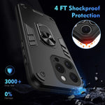 Custodia per telefono antiurto WANLONFENG con supporto integrato e 2 pellicole protettive per lo schermo., For iPhone 15 Pro, For iPhone 15