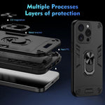 Custodia per telefono antiurto WANLONFENG con supporto integrato e 2 pellicole protettive per lo schermo., For iPhone 15 Pro, For iPhone 15