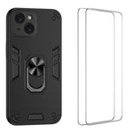 Custodia per telefono antiurto WANLONFENG con supporto integrato e 2 pellicole protettive per lo schermo., For iPhone 15 Pro, For iPhone 15