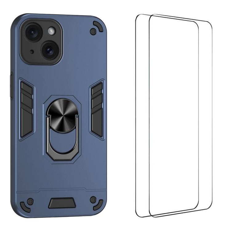 Custodia per telefono antiurto WANLONFENG con supporto integrato e 2 pellicole protettive per lo schermo., For iPhone 15 Pro, For iPhone 15