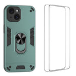 Custodia per telefono antiurto WANLONFENG con supporto integrato e 2 pellicole protettive per lo schermo., For iPhone 15 Pro, For iPhone 15