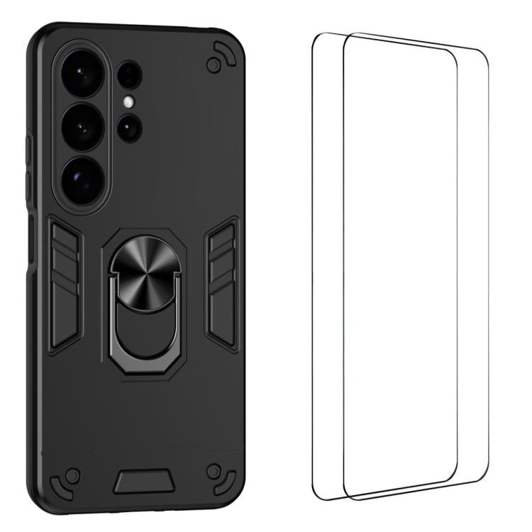 Custodia per telefono antiurto WANLONFENG con supporto integrato e 2 pellicole protettive per lo schermo., For Galaxy S26 Ultra 5G, For Galaxy S25 Ultra 5G, For Galaxy S26 5G, For Galaxy S25 FE 5G, For Galaxy S25+ 5G, For Galaxy S25 Edge 5G            ...