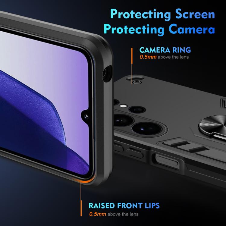 Custodia per telefono antiurto WANLONFENG con supporto integrato e 2 pellicole protettive per lo schermo., For Galaxy S26 Ultra 5G, For Galaxy S25 Ultra 5G, For Galaxy S26 5G, For Galaxy S25 FE 5G, For Galaxy S25+ 5G, For Galaxy S25 Edge 5G            ...