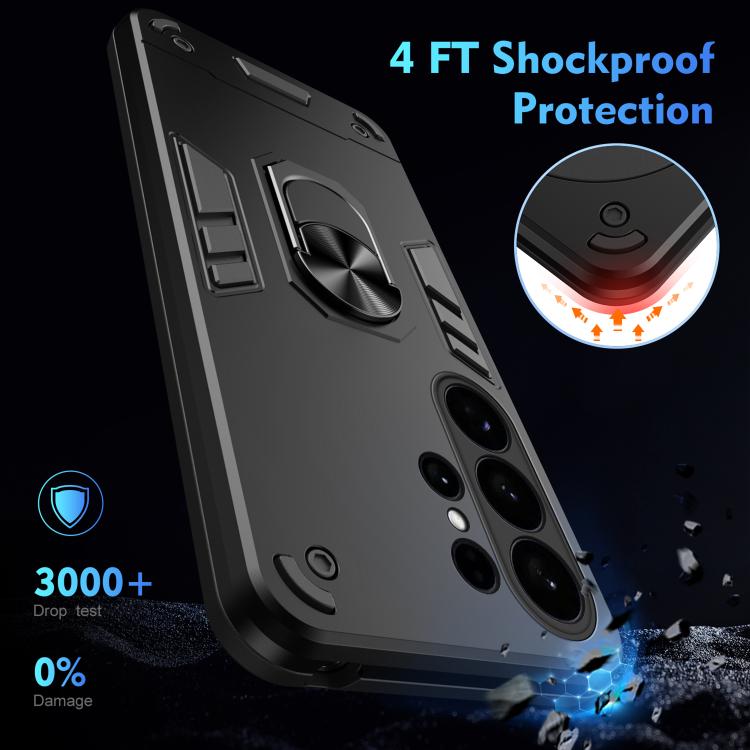 Custodia per telefono antiurto WANLONFENG con supporto integrato e 2 pellicole protettive per lo schermo., For Galaxy S26 Ultra 5G, For Galaxy S25 Ultra 5G, For Galaxy S26 5G, For Galaxy S25 FE 5G, For Galaxy S25+ 5G, For Galaxy S25 Edge 5G            ...
