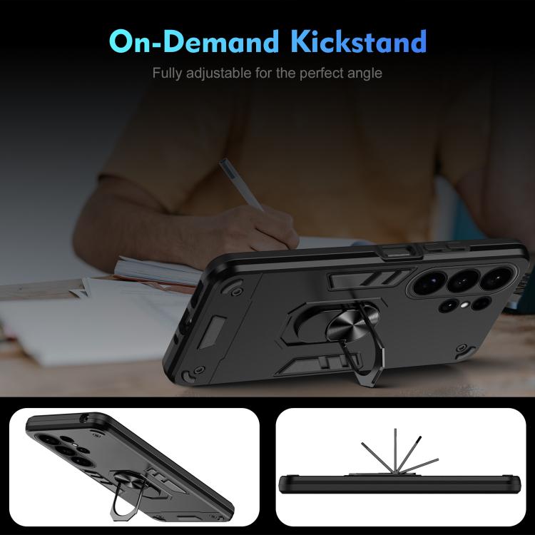 Custodia per telefono antiurto WANLONFENG con supporto integrato e 2 pellicole protettive per lo schermo., For Galaxy S26 Ultra 5G, For Galaxy S25 Ultra 5G, For Galaxy S26 5G, For Galaxy S25 FE 5G, For Galaxy S25+ 5G, For Galaxy S25 Edge 5G            ...