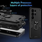 Custodia per telefono antiurto WANLONFENG con supporto integrato e 2 pellicole protettive per lo schermo., For Galaxy S26 Ultra 5G, For Galaxy S25 Ultra 5G, For Galaxy S26 5G, For Galaxy S25 FE 5G, For Galaxy S25+ 5G, For Galaxy S25 Edge 5G            ...