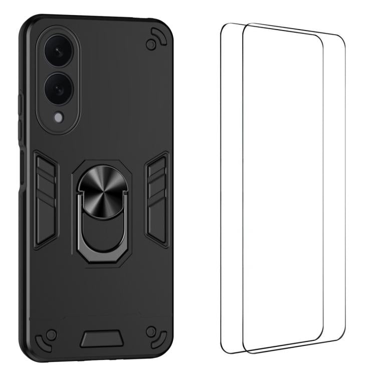 Custodia per telefono antiurto WANLONFENG con supporto integrato e 2 pellicole protettive per lo schermo., For Galaxy S26 Ultra 5G, For Galaxy S25 Ultra 5G, For Galaxy S26 5G, For Galaxy S25 FE 5G, For Galaxy S25+ 5G, For Galaxy S25 Edge 5G            ...