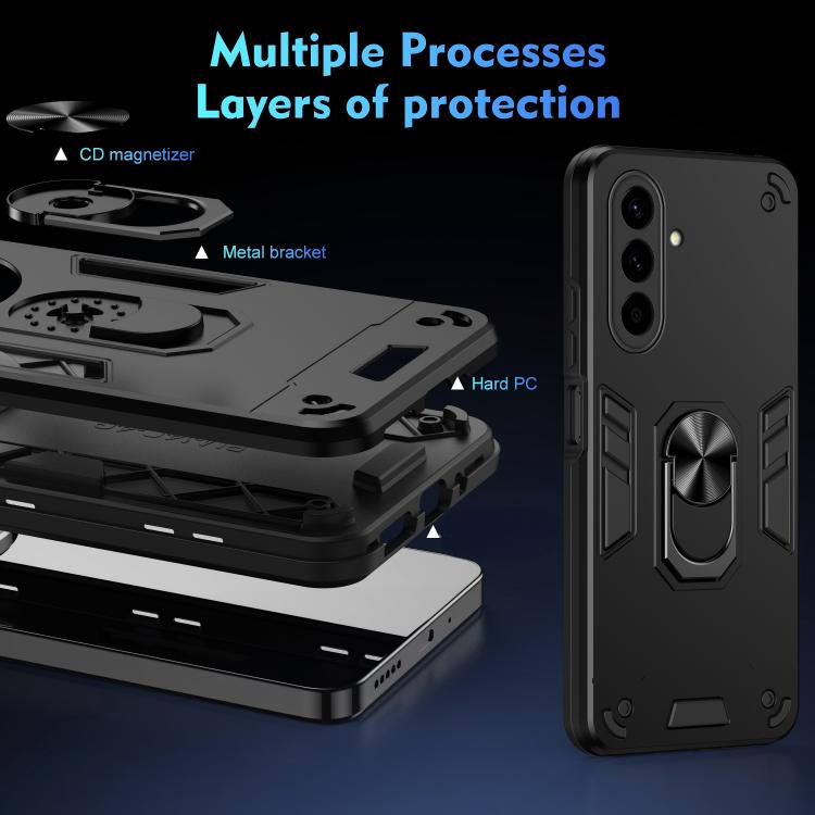 Custodia per telefono antiurto WANLONFENG con supporto integrato e 2 pellicole protettive per lo schermo., For Galaxy A57 5G, For Galaxy A37 5G, For Galaxy A17 5G / 4G, For Galaxy A07 4G, For Galaxy A06 5G, For Galaxy A56 5G, For Galaxy A26 5G         ...