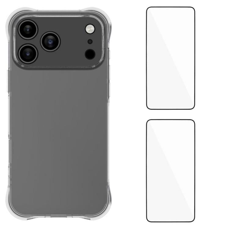 Custodia TPU trasparente antiurto con 2 pellicole per iPhone