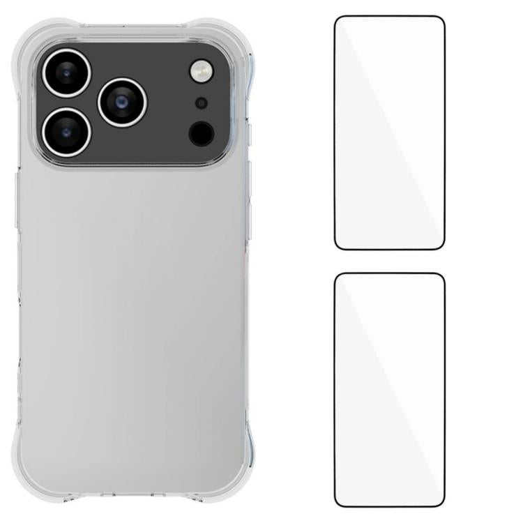 Custodia TPU trasparente antiurto con 2 pellicole per iPhone