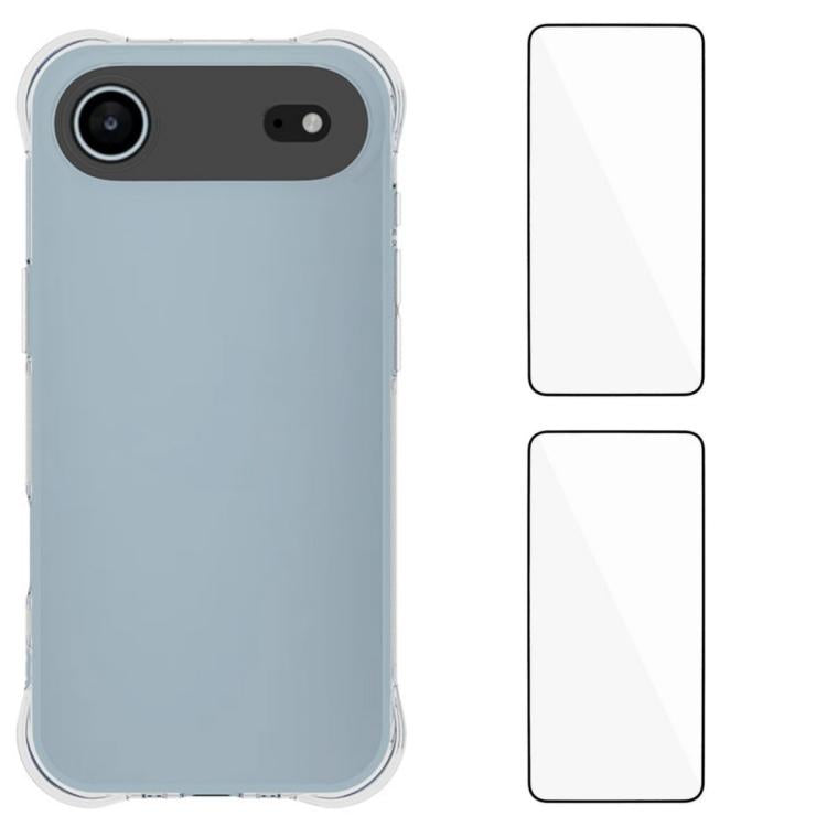 Custodia TPU trasparente antiurto con 2 pellicole per iPhone