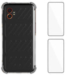 WANLONFENG Custodia per telefono in TPU trasparente antiurto a quattro angoli con 2 pellicole protettive per lo schermo., For Galaxy XCover7 Pro