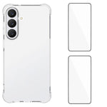 WANLONFENG Custodia per telefono in TPU trasparente antiurto a quattro angoli con 2 pellicole protettive per lo schermo., For Galaxy S26 FE 5G, For Galaxy S26+ 5G, For Galaxy S26 Ultra 5G, For Galaxy S26 5G, For Galaxy S25 FE 5G, For Galaxy S25 Edge 5G...