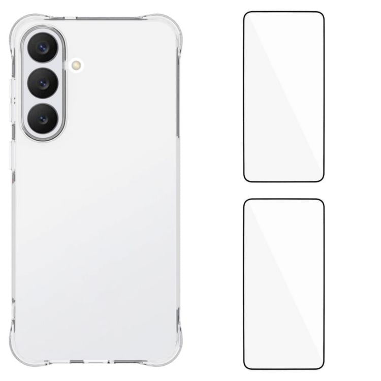 WANLONFENG Custodia per telefono in TPU trasparente antiurto a quattro angoli con 2 pellicole protettive per lo schermo., For Galaxy S26 FE 5G, For Galaxy S26+ 5G, For Galaxy S26 Ultra 5G, For Galaxy S26 5G, For Galaxy S25 FE 5G, For Galaxy S25 Edge 5G...