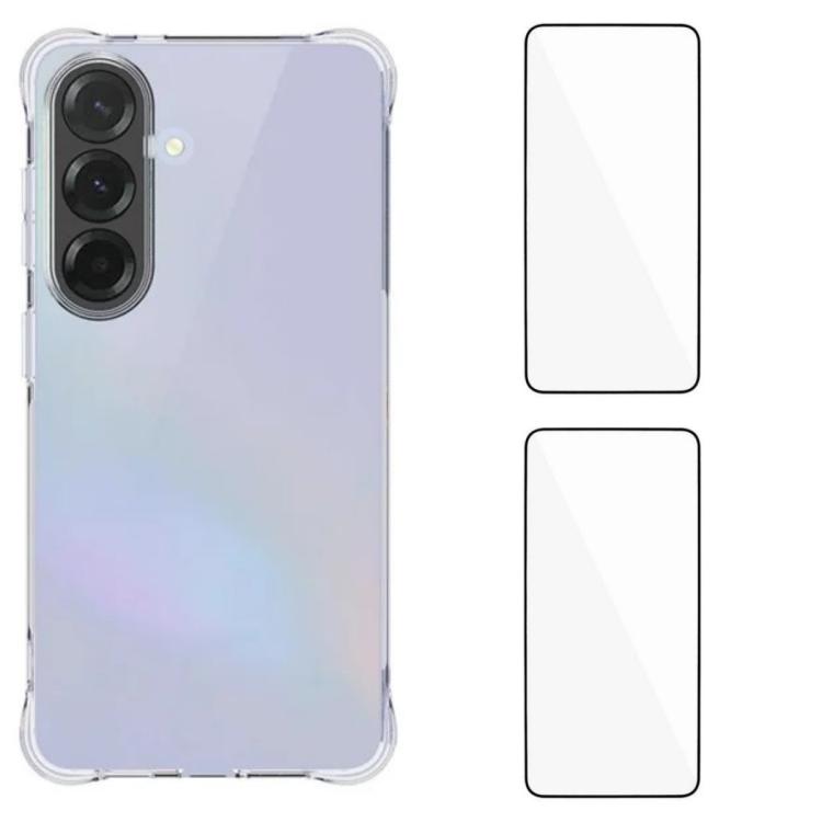 WANLONFENG Custodia per telefono in TPU trasparente antiurto a quattro angoli con 2 pellicole protettive per lo schermo., For Galaxy S26 FE 5G, For Galaxy S26+ 5G, For Galaxy S26 Ultra 5G, For Galaxy S26 5G, For Galaxy S25 FE 5G, For Galaxy S25 Edge 5G...