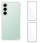 WANLONFENG Custodia per telefono in TPU trasparente antiurto a quattro angoli con 2 pellicole protettive per lo schermo., For Galaxy S26 FE 5G, For Galaxy S26+ 5G, For Galaxy S26 Ultra 5G, For Galaxy S26 5G, For Galaxy S25 FE 5G, For Galaxy S25 Edge 5G...