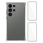 WANLONFENG Custodia per telefono in TPU trasparente antiurto a quattro angoli con 2 pellicole protettive per lo schermo., For Galaxy S26 FE 5G, For Galaxy S26+ 5G, For Galaxy S26 Ultra 5G, For Galaxy S26 5G, For Galaxy S25 FE 5G, For Galaxy S25 Edge 5G...