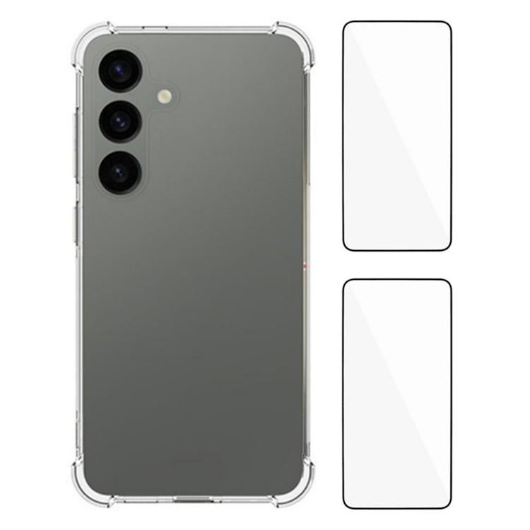 WANLONFENG Custodia per telefono in TPU trasparente antiurto a quattro angoli con 2 pellicole protettive per lo schermo., For Galaxy S26 FE 5G, For Galaxy S26+ 5G, For Galaxy S26 Ultra 5G, For Galaxy S26 5G, For Galaxy S25 FE 5G, For Galaxy S25 Edge 5G...