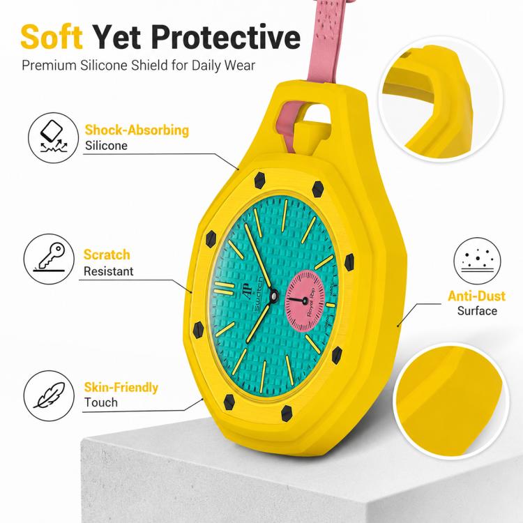 Custodia per orologio da tasca in silicone a copertura totale xDfind, For Swatch Royal Pop