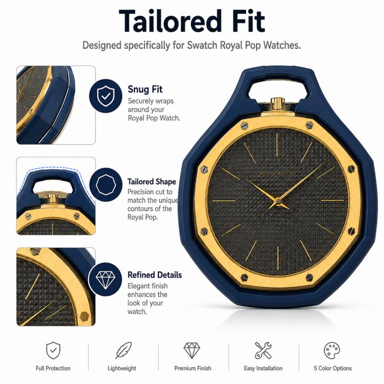 Cassa per orologio da tasca in metallo tinta unita xDfind, For Swatch Royal Pop