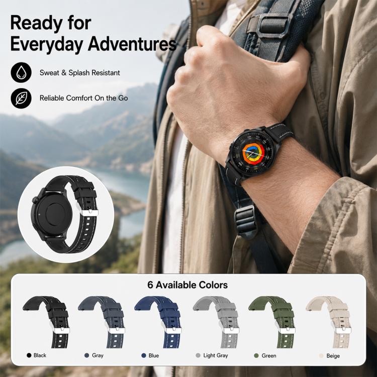 Cinturino per orologio sportivo in silicone con cuciture xDfind, 22mm