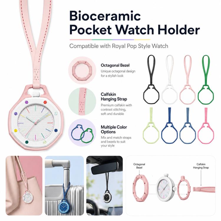 Per Swatch Royal Pop xD trova il cordino e la custodia in pelle di vitello per orologio da tasca., S 18cm, M 32cm, L 42cm