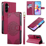 Custodia per telefono in ecopelle con cinturino e chiusura magnetica a totem in rilievo., For Galaxy A57 5G, For Galaxy A37 5G, For Galaxy A27 5G