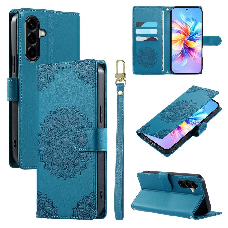 Custodia per telefono in ecopelle con cinturino e chiusura magnetica a totem in rilievo., For Galaxy A57 5G, For Galaxy A37 5G, For Galaxy A27 5G