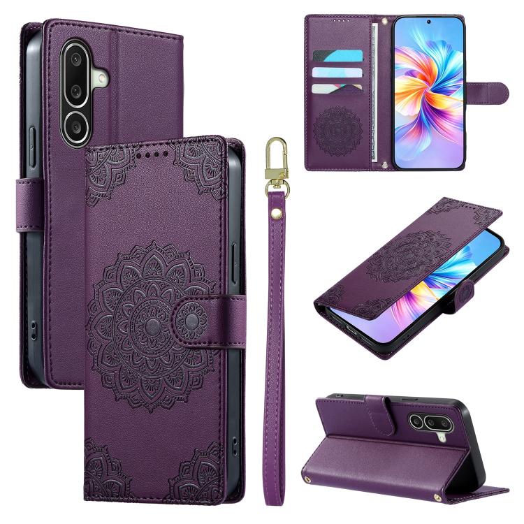 Custodia per telefono in ecopelle con cinturino e chiusura magnetica a totem in rilievo., For Galaxy A57 5G, For Galaxy A37 5G, For Galaxy A27 5G