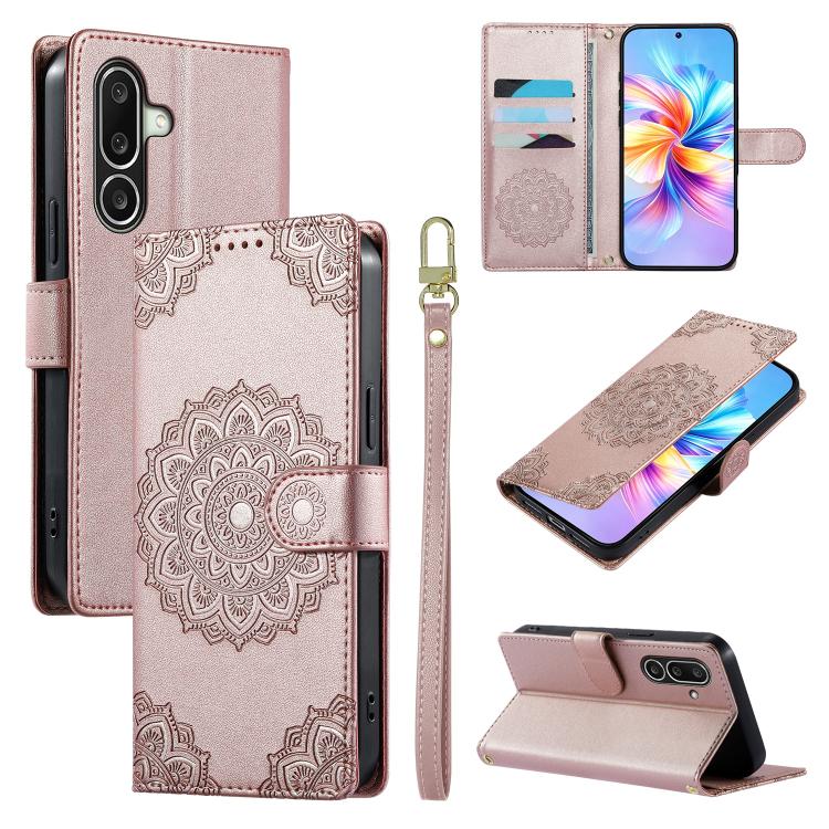 Custodia per telefono in ecopelle con cinturino e chiusura magnetica a totem in rilievo., For Galaxy A57 5G, For Galaxy A37 5G, For Galaxy A27 5G