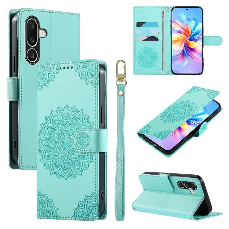 Custodia per telefono in ecopelle con cinturino e chiusura magnetica a totem in rilievo., For Galaxy A57 5G, For Galaxy A37 5G, For Galaxy A27 5G