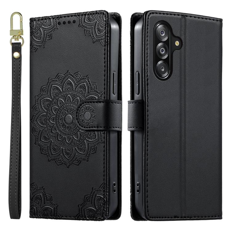 Custodia per telefono in ecopelle con cinturino e chiusura magnetica a totem in rilievo., For Galaxy A17 / A16 / A26 5G, For Galaxy A06 / A07 4G / 5G, For Galaxy A56 5G