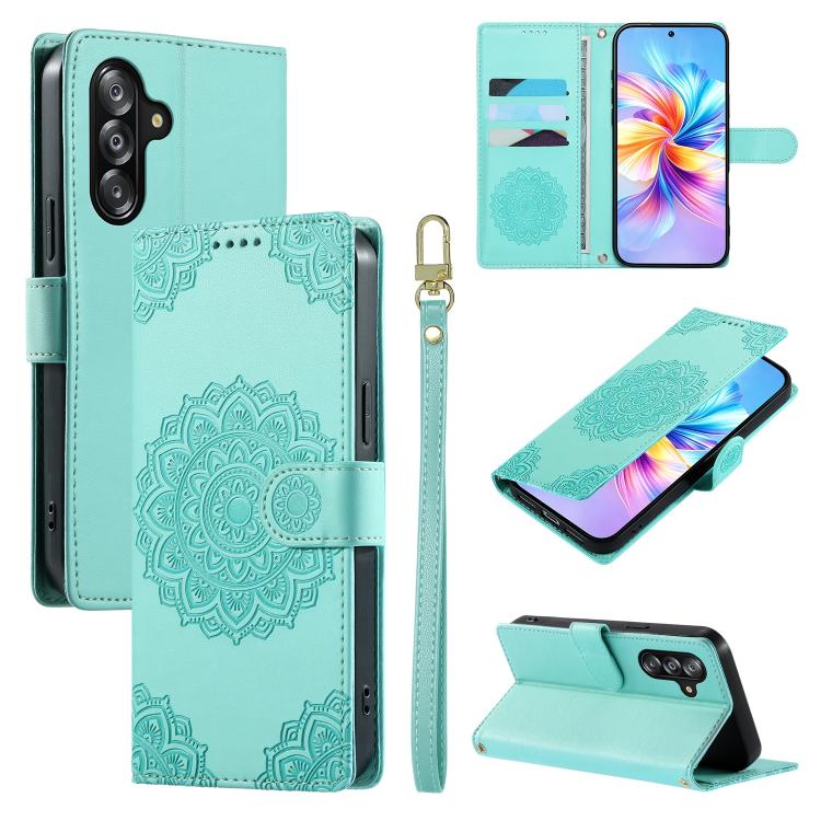 Custodia per telefono in ecopelle con cinturino e chiusura magnetica a totem in rilievo., For Galaxy A17 / A16 / A26 5G, For Galaxy A06 / A07 4G / 5G, For Galaxy A56 5G