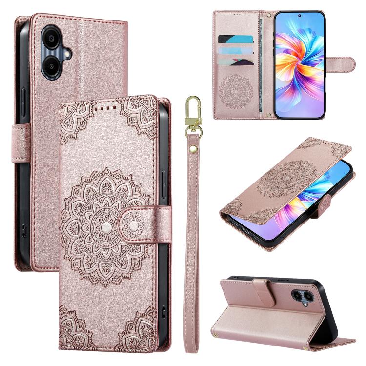 Custodia per telefono in ecopelle con cinturino e chiusura magnetica a totem in rilievo., For Galaxy A17 / A16 / A26 5G, For Galaxy A06 / A07 4G / 5G, For Galaxy A56 5G