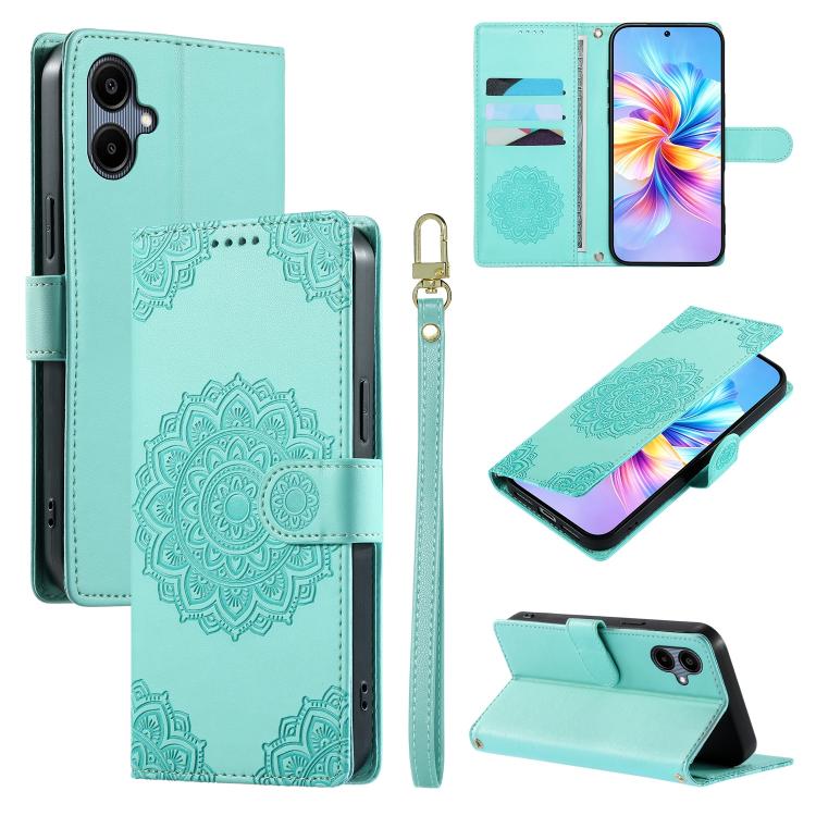 Custodia per telefono in ecopelle con cinturino e chiusura magnetica a totem in rilievo., For Galaxy A17 / A16 / A26 5G, For Galaxy A06 / A07 4G / 5G, For Galaxy A56 5G