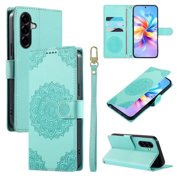 Custodia per telefono in ecopelle con cinturino e chiusura magnetica a totem in rilievo., For Galaxy A17 / A16 / A26 5G, For Galaxy A06 / A07 4G / 5G, For Galaxy A56 5G