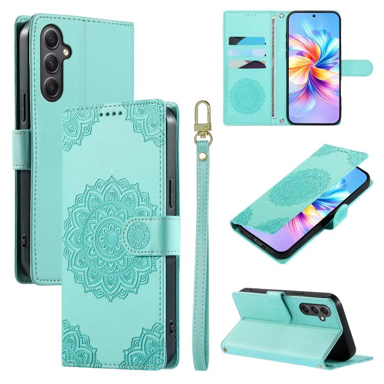 Custodia per telefono in ecopelle con cinturino e chiusura magnetica a totem in rilievo., For Galaxy A35 5G, For Galaxy A05, For Galaxy A05s