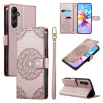 Custodia per telefono in ecopelle con cinturino e chiusura magnetica a totem in rilievo., For Galaxy A35 5G, For Galaxy A05, For Galaxy A05s