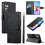 Custodia per telefono in ecopelle con cinturino e chiusura magnetica a totem in rilievo., For Galaxy A25 5G Global, For Galaxy A24 4G, For Galaxy A14 4G / 5G