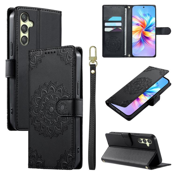 Custodia per telefono in ecopelle con cinturino e chiusura magnetica a totem in rilievo., For Galaxy A25 5G Global, For Galaxy A24 4G, For Galaxy A14 4G / 5G